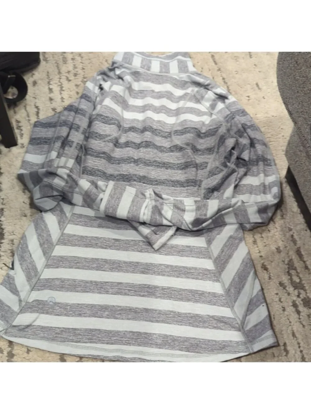 Lululemon Race Your Pace 1/2 Zip Marshmallow Stripe Heathered Slate